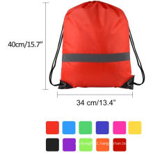 Drawstring Backpack Bag With Reflective Tape
